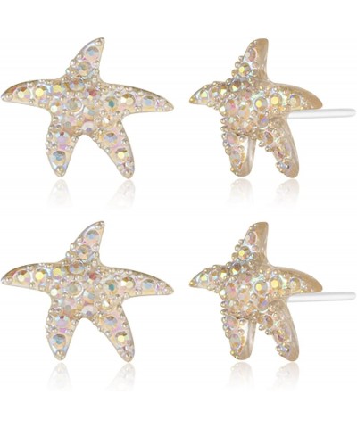 Plastic Earrings, 2 Pairs Hypoallergenic Cute Plastic Seastar Earrings for Sensitive Ears in Gold, Pink & Blue - Lightweight,...