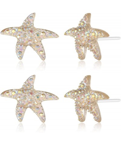 Plastic Earrings, 2 Pairs Hypoallergenic Cute Plastic Seastar Earrings for Sensitive Ears in Gold, Pink & Blue - Lightweight,...