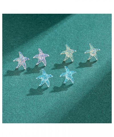 Plastic Earrings, 2 Pairs Hypoallergenic Cute Plastic Seastar Earrings for Sensitive Ears in Gold, Pink & Blue - Lightweight,...