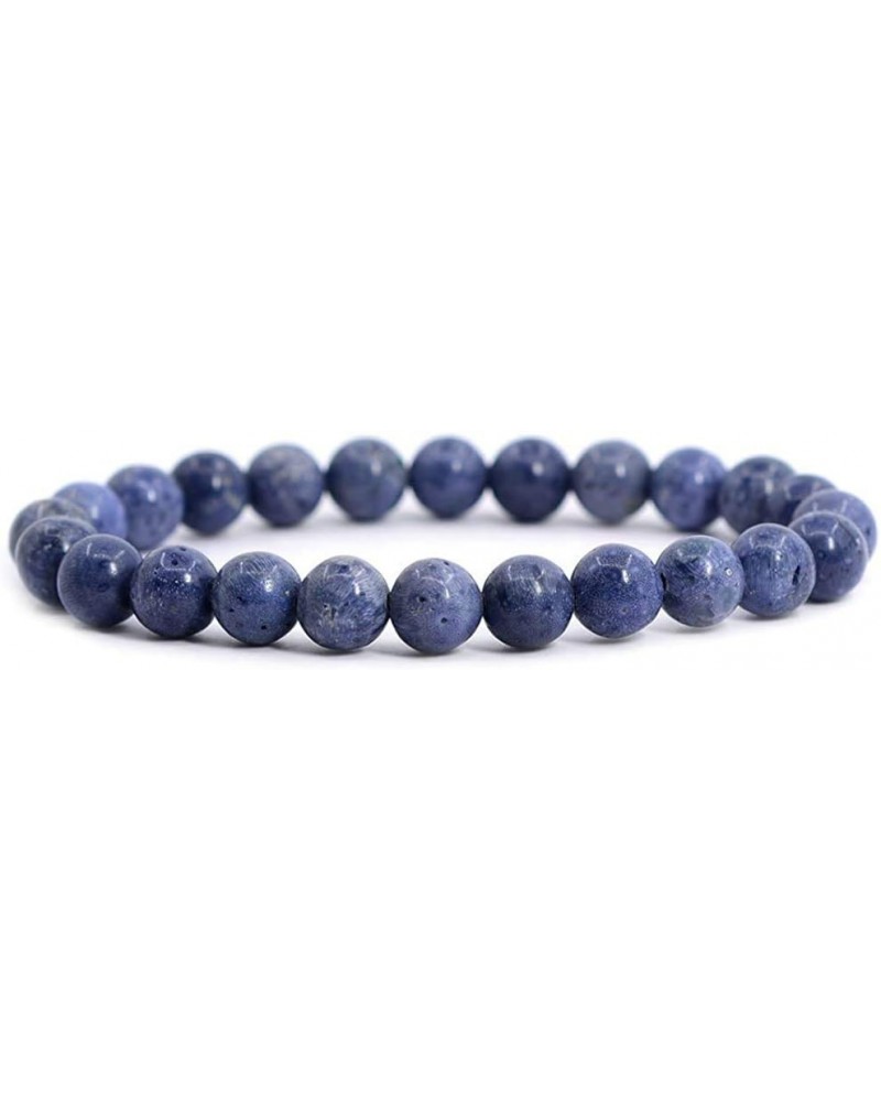 Gem Semi Precious Gemstone 8mm Round Beads Stretch Bracelet 7 Inch Unisex Blue Sponge Coral $7.97 Bracelets