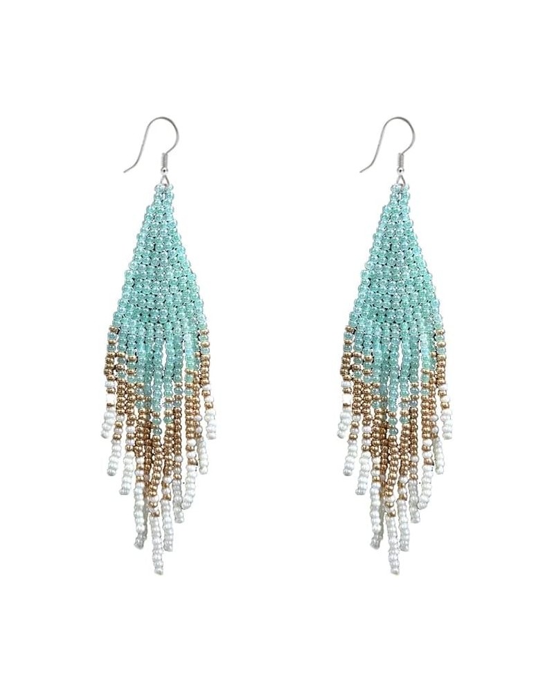 Fashion Beaded Tassel Drop Dangle Earrings for Women Girls Seed Beads Huggie Dangling Hook Hoops Long Earring Boho Jewelry Gi...