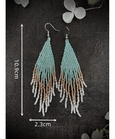 Fashion Beaded Tassel Drop Dangle Earrings for Women Girls Seed Beads Huggie Dangling Hook Hoops Long Earring Boho Jewelry Gi...