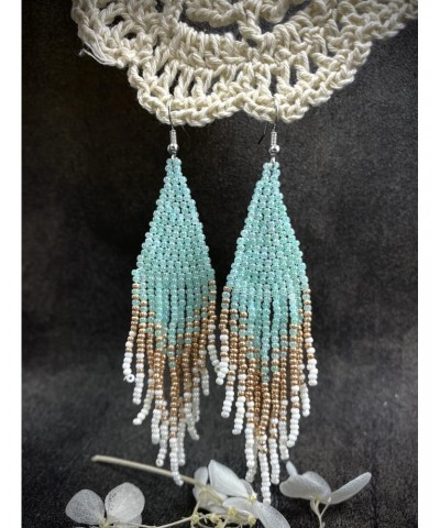 Fashion Beaded Tassel Drop Dangle Earrings for Women Girls Seed Beads Huggie Dangling Hook Hoops Long Earring Boho Jewelry Gi...