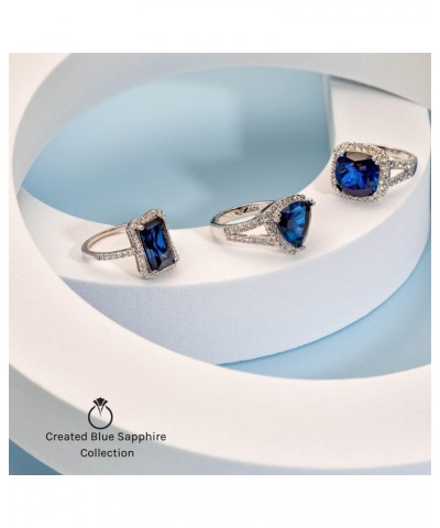 Created Blue Sapphire Ring in 925 Sterling Silver, 4.50 Carats Total, Imperial Octagon Design, Comfort Fit, Sizes 5 to 9 $37....