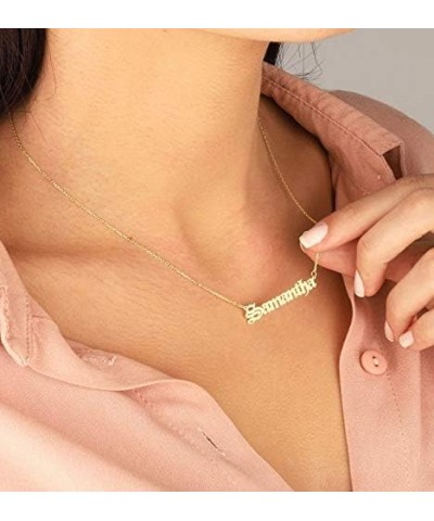 Personalized Old English Font Name Necklace, 18K Gold Plated Custom Made Number Necklace, Dainty Gift for Mother Gold $13.71 ...