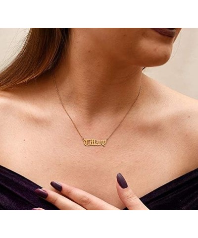 Personalized Old English Font Name Necklace, 18K Gold Plated Custom Made Number Necklace, Dainty Gift for Mother Gold $13.71 ...