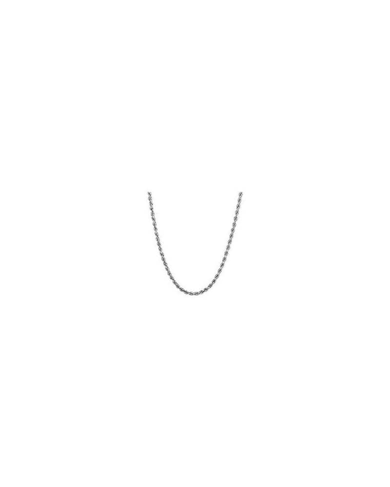 14K Yellow or White Gold 2.00mm Shiny Hollow Rope Chain Necklace for Pendants and Charms with Lobster-Claw Clasp 18 Inches Wh...