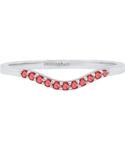 Round Gemstone or Diamond 11 Stone Contour Stackable Wedding Band for Women in 925 Sterling Silver Ruby 8.5 $29.14 Bracelets