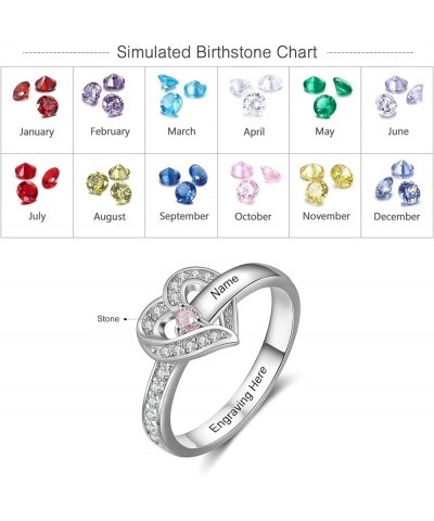 Personalized Names Anniversary Rings for Women Sterling Silver Jewelry with 1-8 Simulated Birthstones Promise Ring for Her Gr...