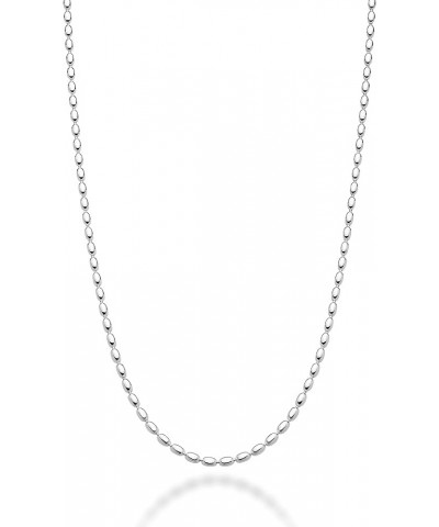 Italian 925 Sterling Silver Oval Bead Ball Chain Necklace Made in Italy Length 30 Inches $16.45 Necklaces