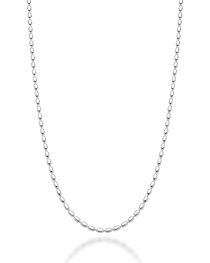 Italian 925 Sterling Silver Oval Bead Ball Chain Necklace Made in Italy Length 30 Inches $16.45 Necklaces