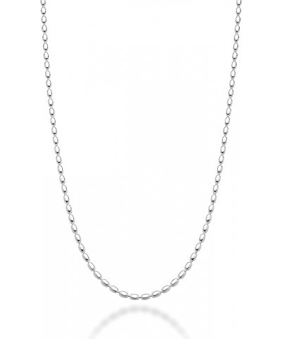 Italian 925 Sterling Silver Oval Bead Ball Chain Necklace Made in Italy Length 30 Inches $16.45 Necklaces