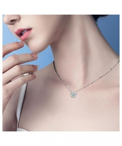 1-4CT Moissanite 4P Pendant Necklace for Women, 1-4CT D-F Color Ideal Cut 925 Sterling Silver Solitaire Diamond Necklace with...