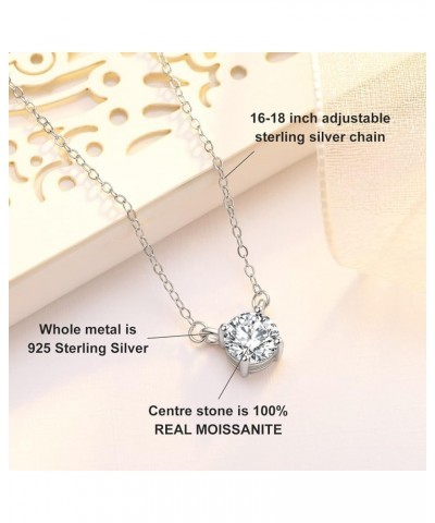 1-4CT Moissanite 4P Pendant Necklace for Women, 1-4CT D-F Color Ideal Cut 925 Sterling Silver Solitaire Diamond Necklace with...