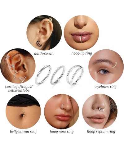 2 Pcs Nose Rings 20G 18G 16G 14G 12G 10G 8G Surgical Steel Piercing Rings for Nose Septum Cartilage Helix Tragus Conch Rook D...