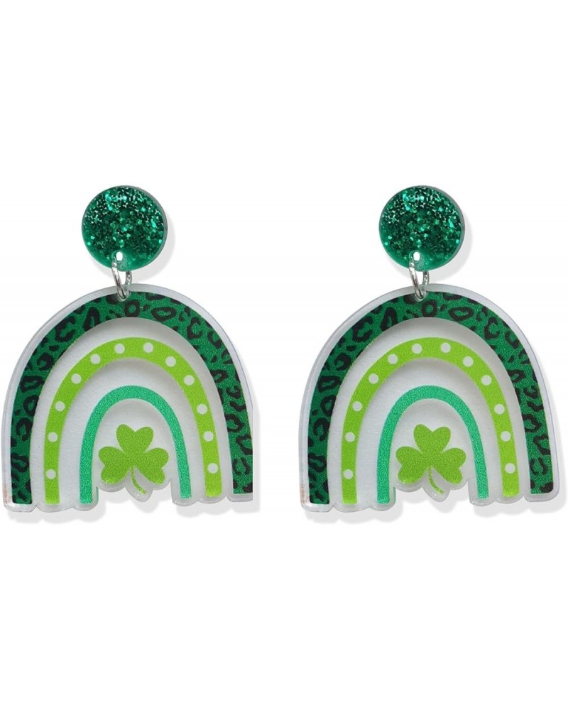 St. Patrick's Day Earrings Irish Wooden Dangle Earrings Green Clover Drop Earrings for Women Girls K $7.83 Earrings