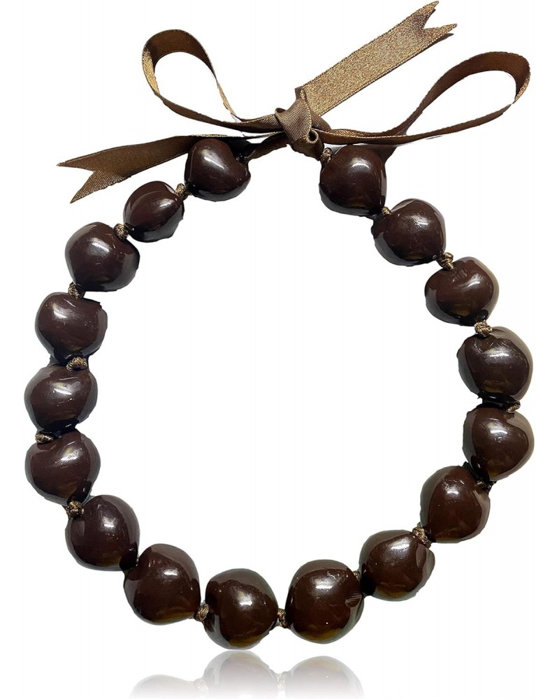 18" Mens and Womens Real Brown Kukui Nut Necklace Lei Chunky Bead From the Philippines $8.59 Necklaces