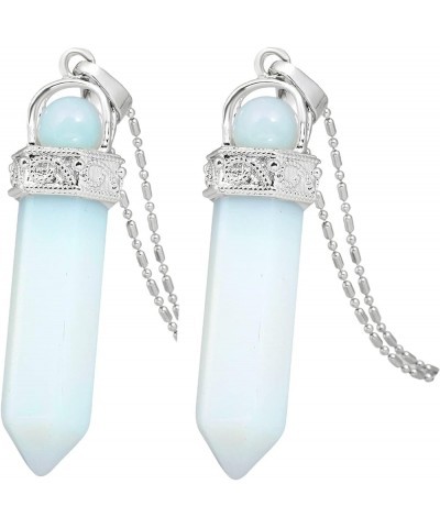 Crystal Point Necklaces Hexagonal Prism Stone Pendants with Chain Healing Jewelry Pack of 2 4 Opalite $11.01 Necklaces