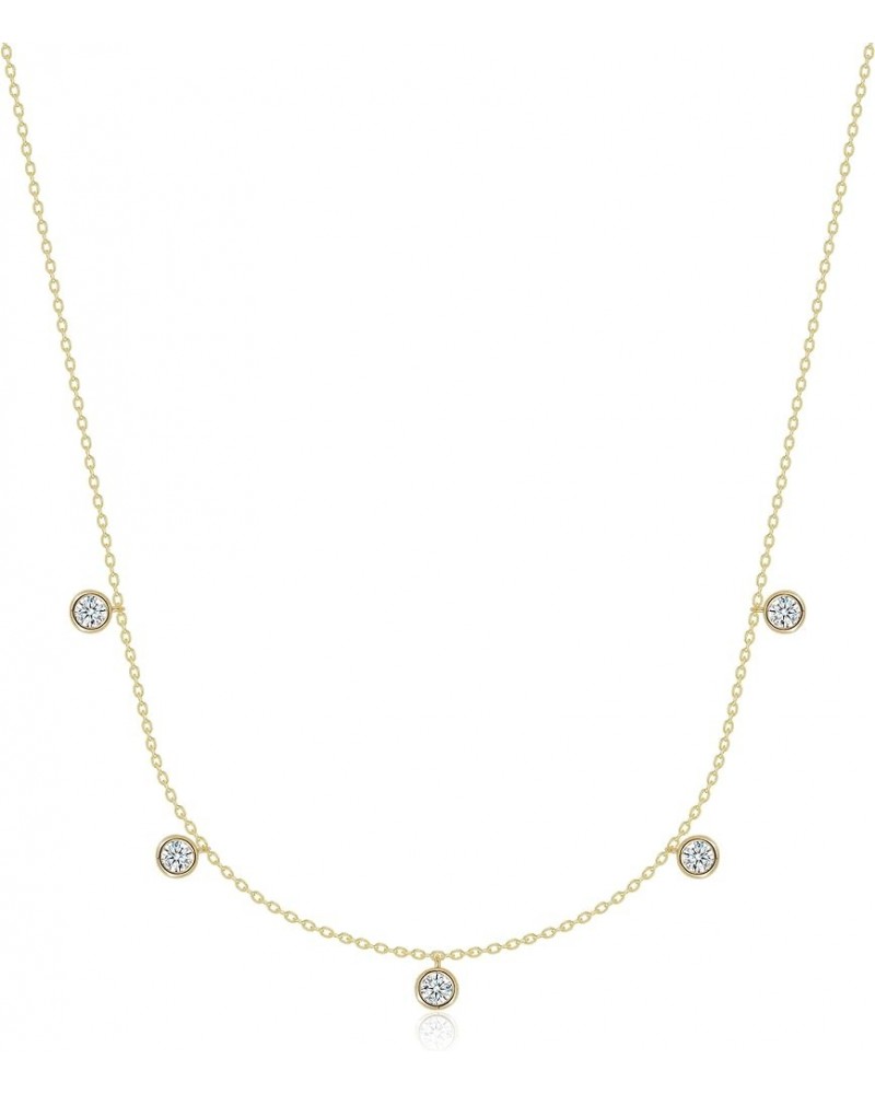 Diamond Necklaces for Women, Dainty Gold Necklace 18K Gold Plated Layered CZ Diamond Necklace Simple Gold Necklace for Women ...