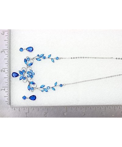 Gorgeous CZ Crystal Floral Necklace Earrings Set Blue $19.64 Jewelry Sets