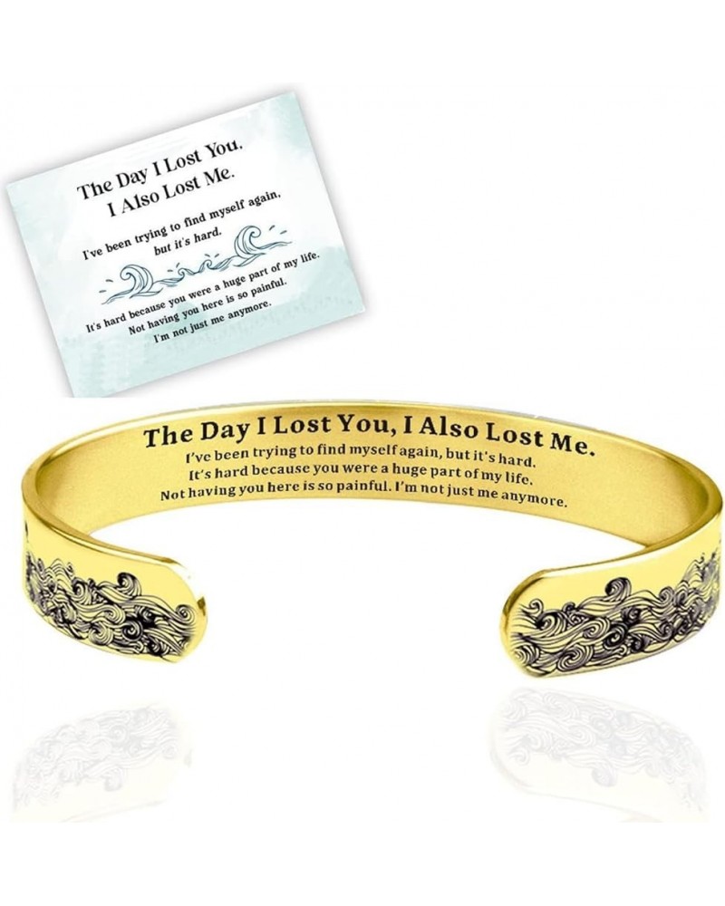 The Day I Lost You Bracelet Engraved Memorial Bracelet for Loss of Loved Inspirational Cuff Bangle Wave Bracelet Jewelry Gift...