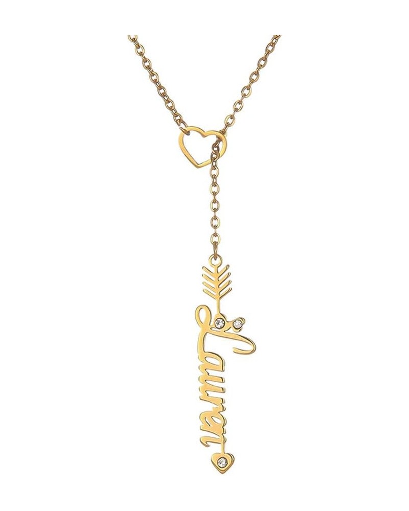 Heart Shaped Arrow Y Necklace with Name 18 + 2 in Made of PVD Gold Plated Stainless Steel Lauren Stainless Steel $8.26 Necklaces