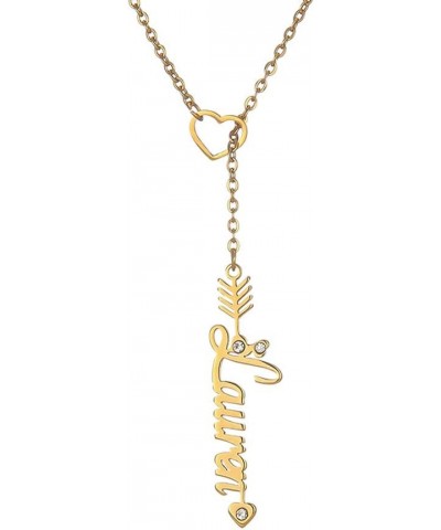 Heart Shaped Arrow Y Necklace with Name 18 + 2 in Made of PVD Gold Plated Stainless Steel Lauren Stainless Steel $8.26 Necklaces