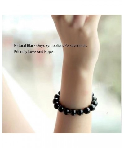 Natural Gemstone 8mm Round Bead Stretch Bracelet, Gemstone Beaded Bracelet For Women, Men And Teenagers Grade 7A black onyx $...