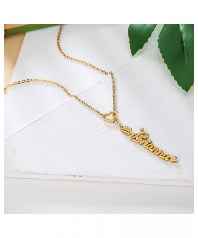 Heart Shaped Arrow Y Necklace with Name 18 + 2 in Made of PVD Gold Plated Stainless Steel Lauren Stainless Steel $8.26 Necklaces