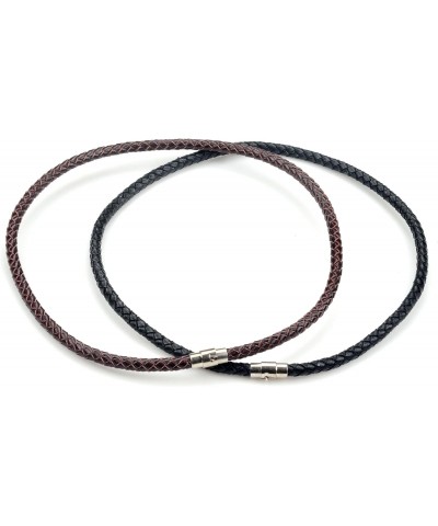 2 Pc Black Red Braided Leather Cord Rope Necklace Chain Clasp 4mm 19inch $9.35 Necklaces