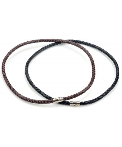 2 Pc Black Red Braided Leather Cord Rope Necklace Chain Clasp 4mm 19inch $9.35 Necklaces