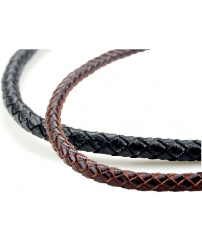 2 Pc Black Red Braided Leather Cord Rope Necklace Chain Clasp 4mm 19inch $9.35 Necklaces