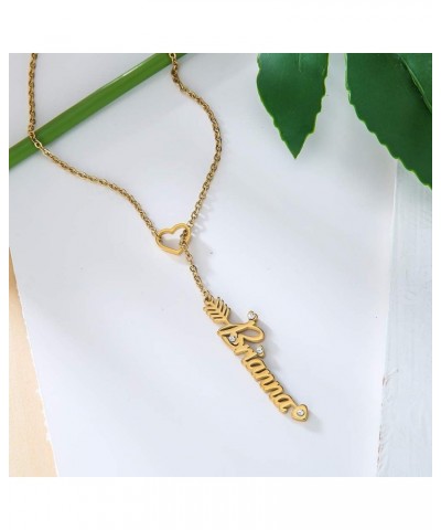 Heart Shaped Arrow Y Necklace with Name 18 + 2 in Made of PVD Gold Plated Stainless Steel Lauren Stainless Steel $8.26 Necklaces