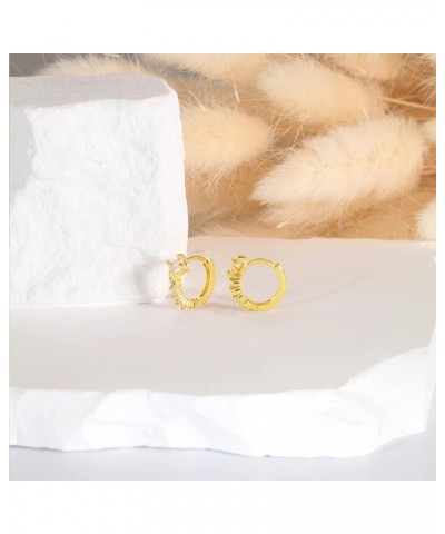 Gold Hoop Earrings for Women, 18K Gold Plated Cubic Zirconia Hoop Earrings, Gold Paved Huggies Earrings, Dainty Gold Hoop Ear...