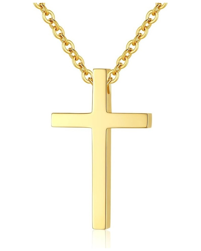 REVEMCN Simple Stainless Steel Cross Pendant Chain Necklace for Men Women, 18-24 Inches Chain Gold:1.2 * 0.7'' Pendant+20'' L...