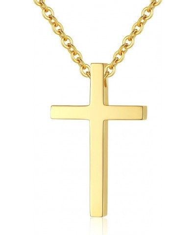 REVEMCN Simple Stainless Steel Cross Pendant Chain Necklace for Men Women, 18-24 Inches Chain Gold:1.2 * 0.7'' Pendant+20'' L...