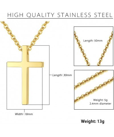 REVEMCN Simple Stainless Steel Cross Pendant Chain Necklace for Men Women, 18-24 Inches Chain Gold:1.2 * 0.7'' Pendant+20'' L...