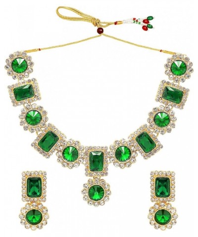 Gold Plated Floral Green Kundan Necklace Earring from St Patricks Day's Traditional Jewellery Set for Women Green 1 $16.77 Je...