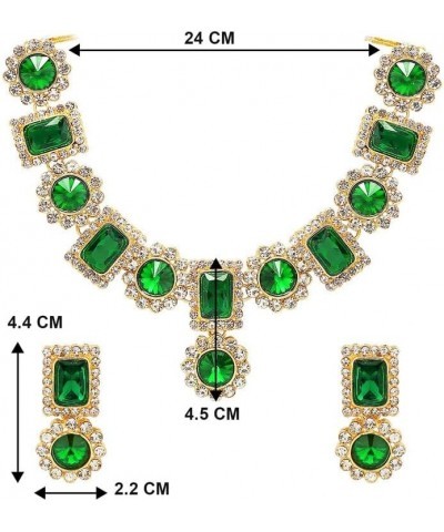 Gold Plated Floral Green Kundan Necklace Earring from St Patricks Day's Traditional Jewellery Set for Women Green 1 $16.77 Je...