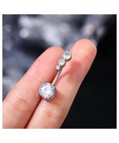 Women Boho Belly Rings Turquoise Stone Curved Barbell Belly Rings Piercing Jewelry Clear CZ $9.53 Body Jewelry