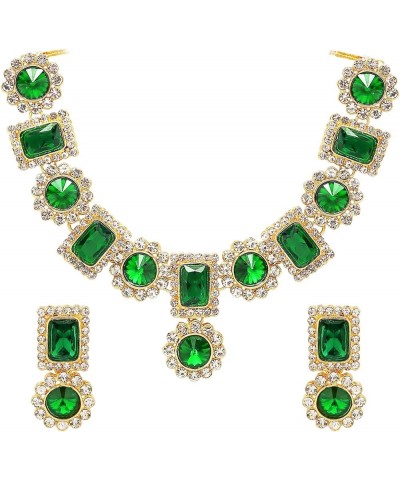 Gold Plated Floral Green Kundan Necklace Earring from St Patricks Day's Traditional Jewellery Set for Women Green 1 $16.77 Je...