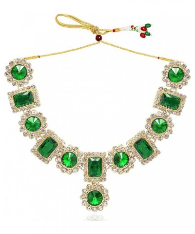 Gold Plated Floral Green Kundan Necklace Earring from St Patricks Day's Traditional Jewellery Set for Women Green 1 $16.77 Je...