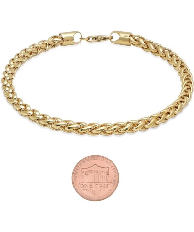 5mm 14k Yellow Gold Plated Braided Wheat Chain Bracelet 8.0 Inches $21.59 Bracelets