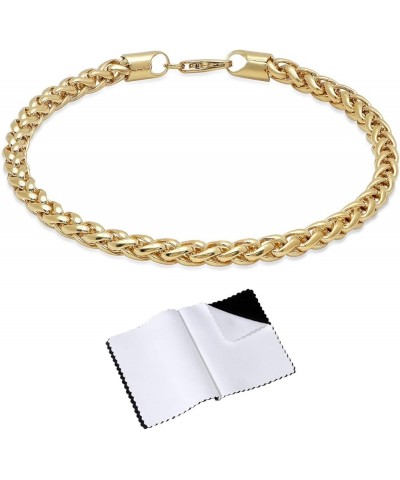 5mm 14k Yellow Gold Plated Braided Wheat Chain Bracelet 8.0 Inches $21.59 Bracelets