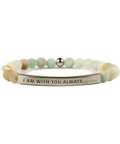 Faith Collection Unisex Stretchable Bracelets (I AM WITH YOU ALWAYS MATT 28:20) Turquoise Amazonite Medium (7.1-8 inches) $45...