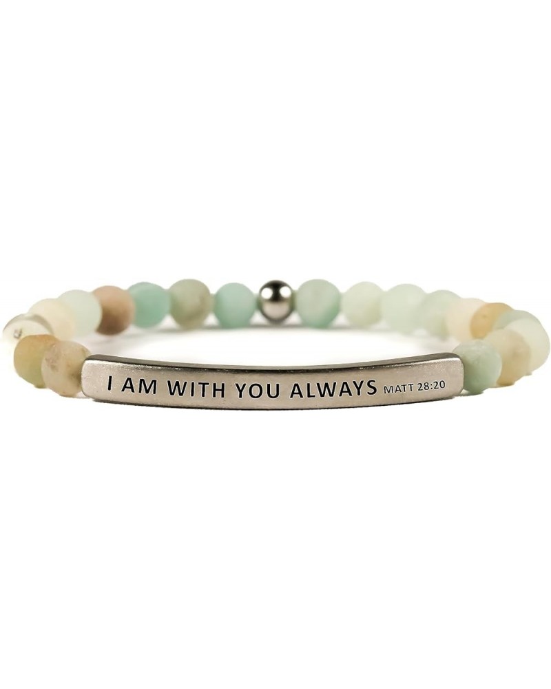 Faith Collection Unisex Stretchable Bracelets (I AM WITH YOU ALWAYS MATT 28:20) Turquoise Amazonite Medium (7.1-8 inches) $45...