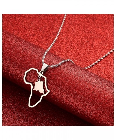 Hip-hop Africa Map Pendant Necklace Jewelry Ghana Nigeria Cameroon Kenya Jamaica Congo Congo Silver $7.83 Necklaces