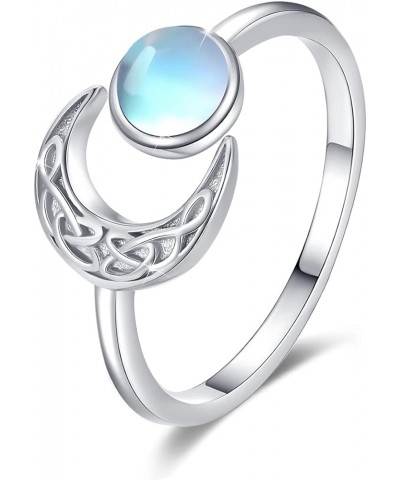 Moon Ring, S925 Sterling Silver Crescent Moon Ring Open Ring Adjustable Ring Gift for Women Celtic Moon $10.50 Rings