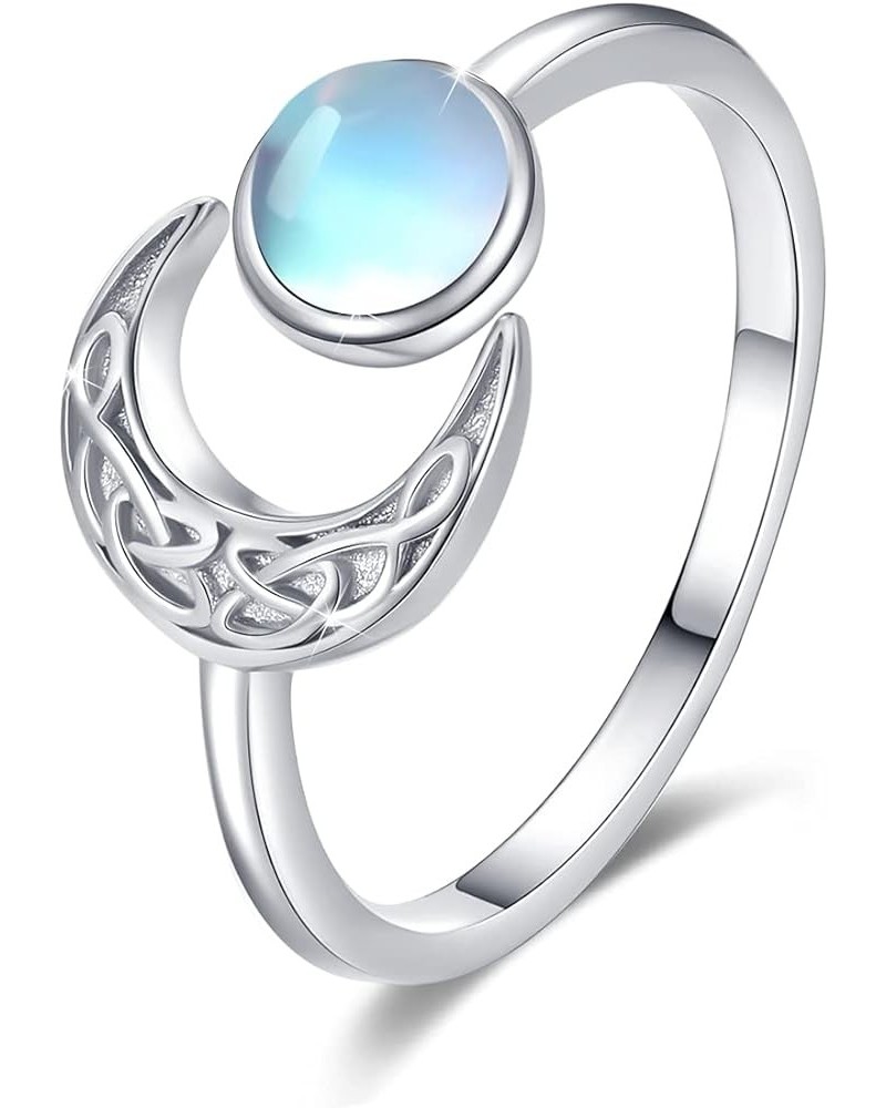 Moon Ring, S925 Sterling Silver Crescent Moon Ring Open Ring Adjustable Ring Gift for Women Celtic Moon $10.50 Rings