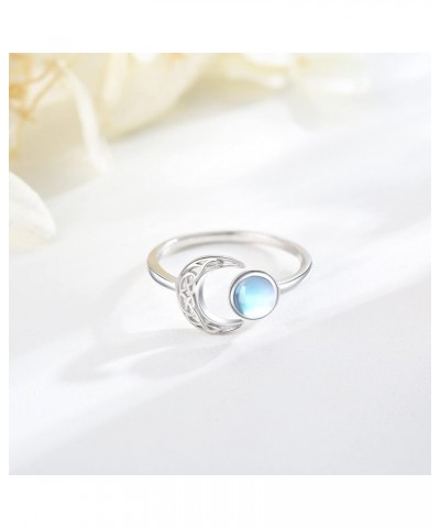 Moon Ring, S925 Sterling Silver Crescent Moon Ring Open Ring Adjustable Ring Gift for Women Celtic Moon $10.50 Rings